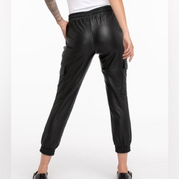 Cleo Faux Leather Black Cargo Jogger 20P - Picture 2 of 7